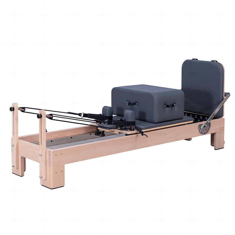 High Quality Pilates Machine Reformer Cherry Wood Silent Pulley Commercial Pilates Reformer Custom Loga Color