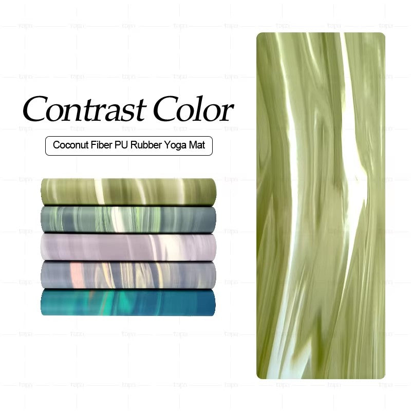 New Upgraded Coconut Fiber PU Rubber Yoga Mat Contrast Color Non Slip Yoga Mat Wholesale